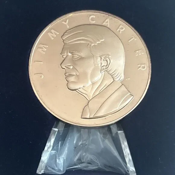 The Franklin Mint 1977 Bronze Jimmy Carter Inaugural Day Medallion USA 2 3/4” - Picture 2 of 4